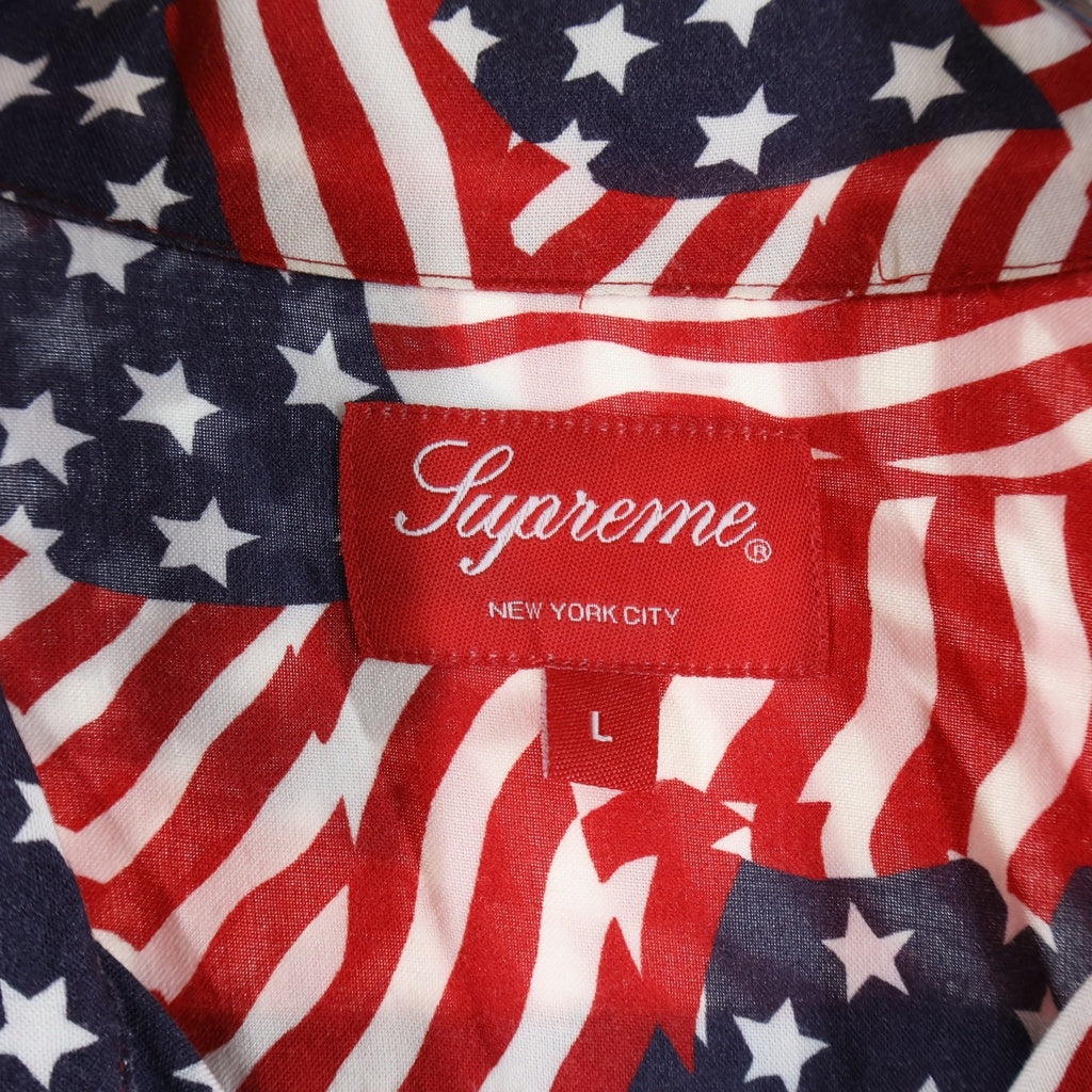 SUPREME(シュプリーム) 20SS Flags Rayon S/S Shirt 星条旗総柄 半袖開襟レーヨンシャツ レッド