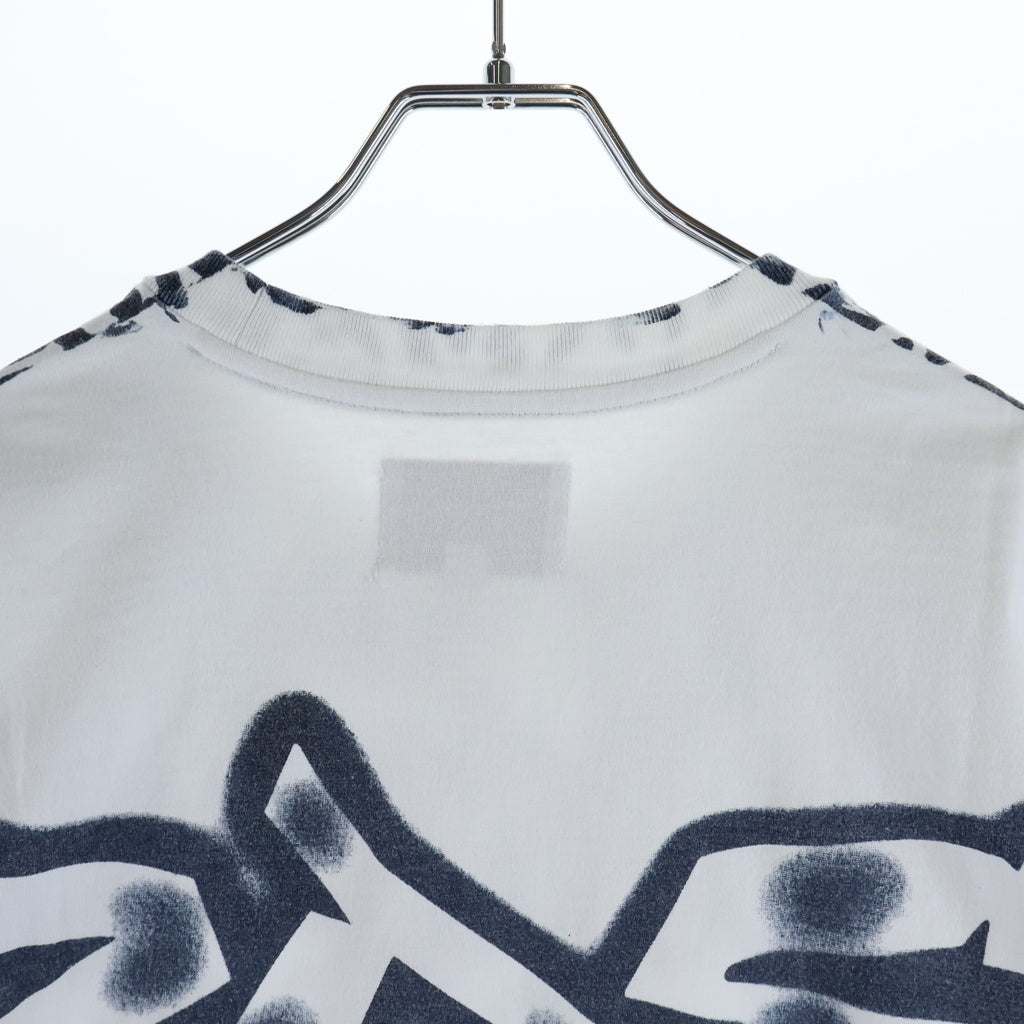 SUPREME(シュプリーム) 21AW ×New York Yankees Airbrush ×ニューヨークヤンキース 総柄ロゴプリント クルーネック半袖Tシャツカットソー ホワイト/ネイビー