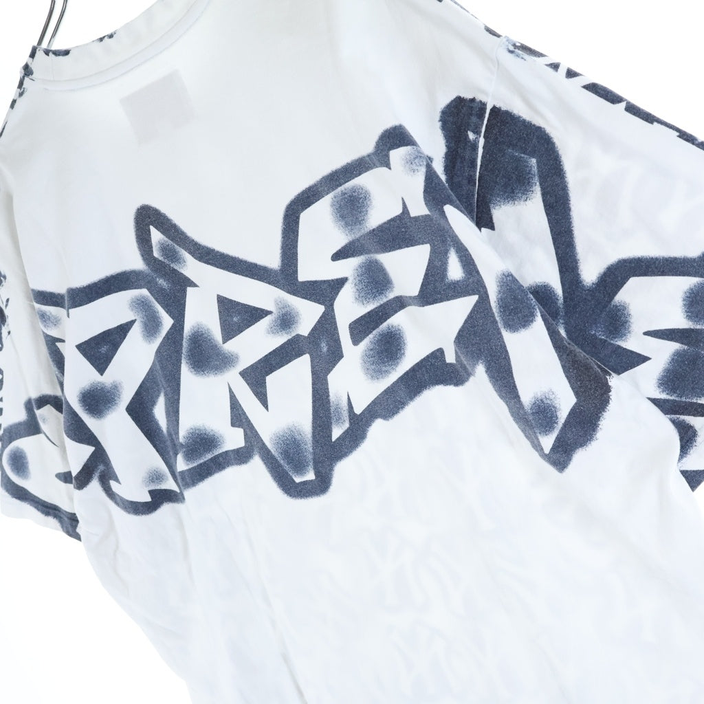 SUPREME(シュプリーム) 21AW ×New York Yankees Airbrush ×ニューヨークヤンキース 総柄ロゴプリント クルーネック半袖Tシャツカットソー ホワイト/ネイビー