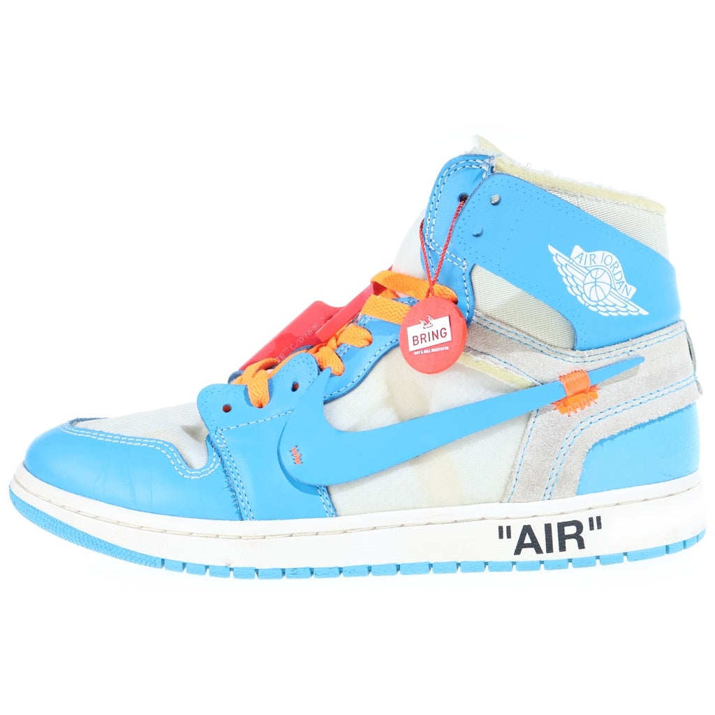 NIKE(ナイキ) ×Off-White Air Jordan 1 High オフホワイト エアジョーダン1 UNC ハイカットスニーカー ブルー US10.5/28.5cm AQ0818-148