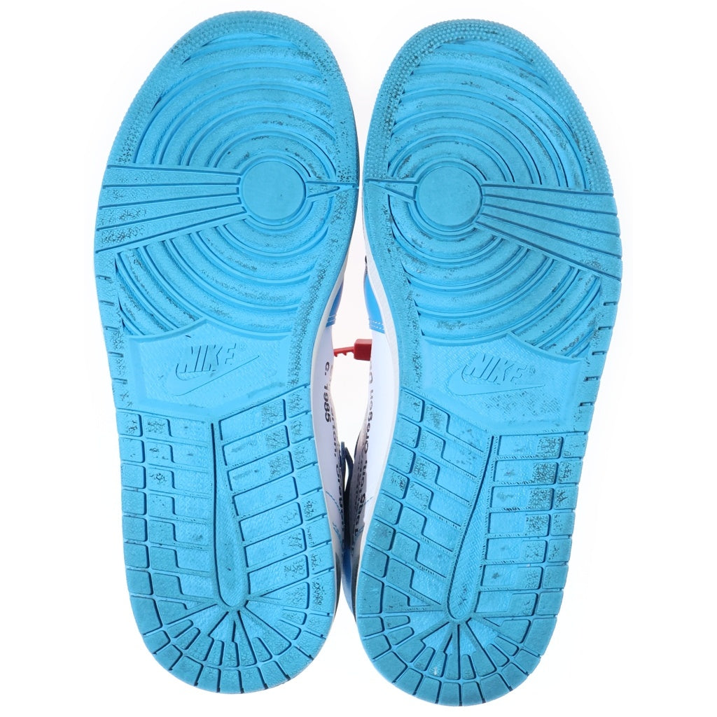 NIKE(ナイキ) ×Off-White Air Jordan 1 High オフホワイト エアジョーダン1 UNC ハイカットスニーカー ブルー US10.5/28.5cm AQ0818-148