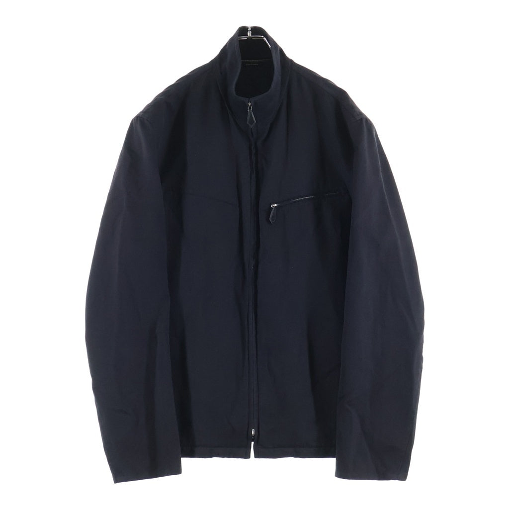 HERMES(エルメス) コットンカシミヤ混紡 ハイネックジップアップジャケット ブラック