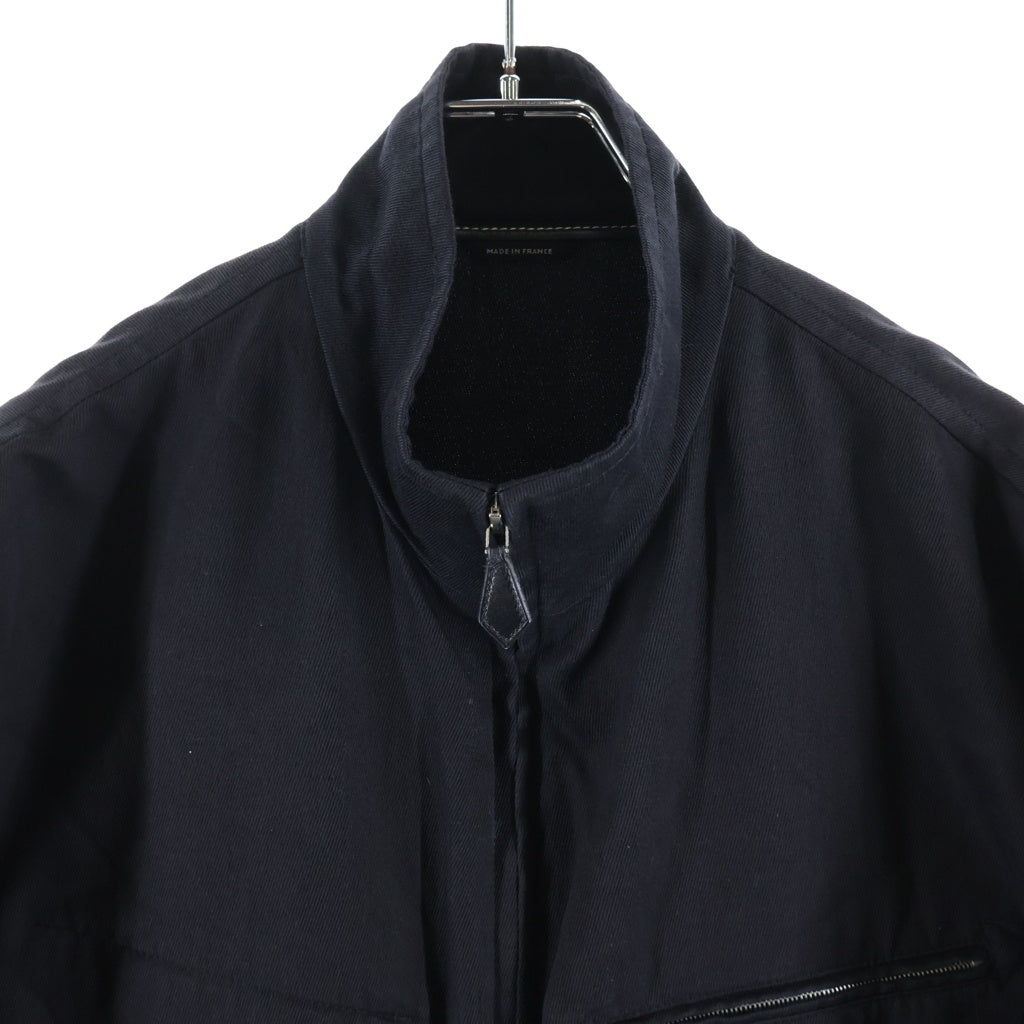 HERMES(エルメス) コットンカシミヤ混紡 ハイネックジップアップジャケット ブラック
