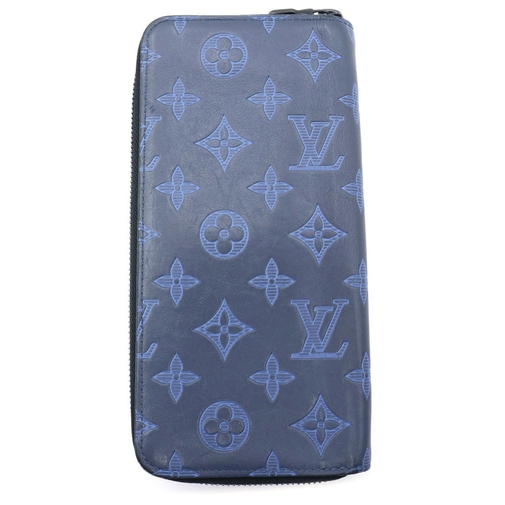 LOUIS VUITTON(ルイヴィトン) モノグラム シャドウ ジッピーウォレット ヴェルティカル ラウンドジップ レザーウォレット 財布 ブルー M82322