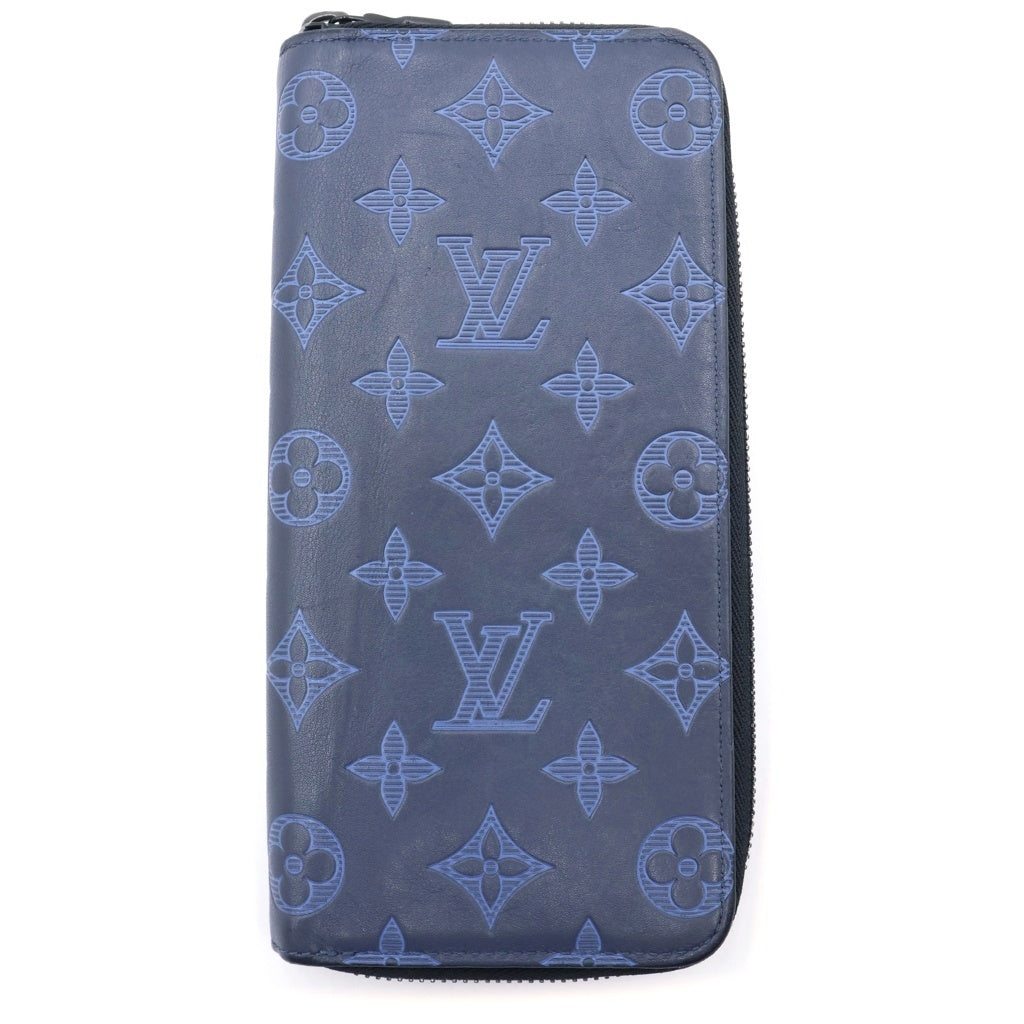 LOUIS VUITTON(ルイヴィトン) モノグラム シャドウ ジッピーウォレット ヴェルティカル ラウンドジップ レザーウォレット 財布 ブルー M82322
