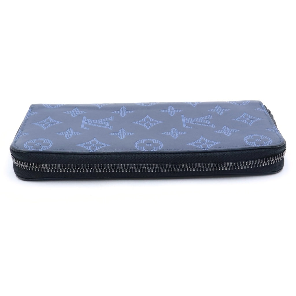 LOUIS VUITTON(ルイヴィトン) モノグラム シャドウ ジッピーウォレット ヴェルティカル ラウンドジップ レザーウォレット 財布 ブルー M82322