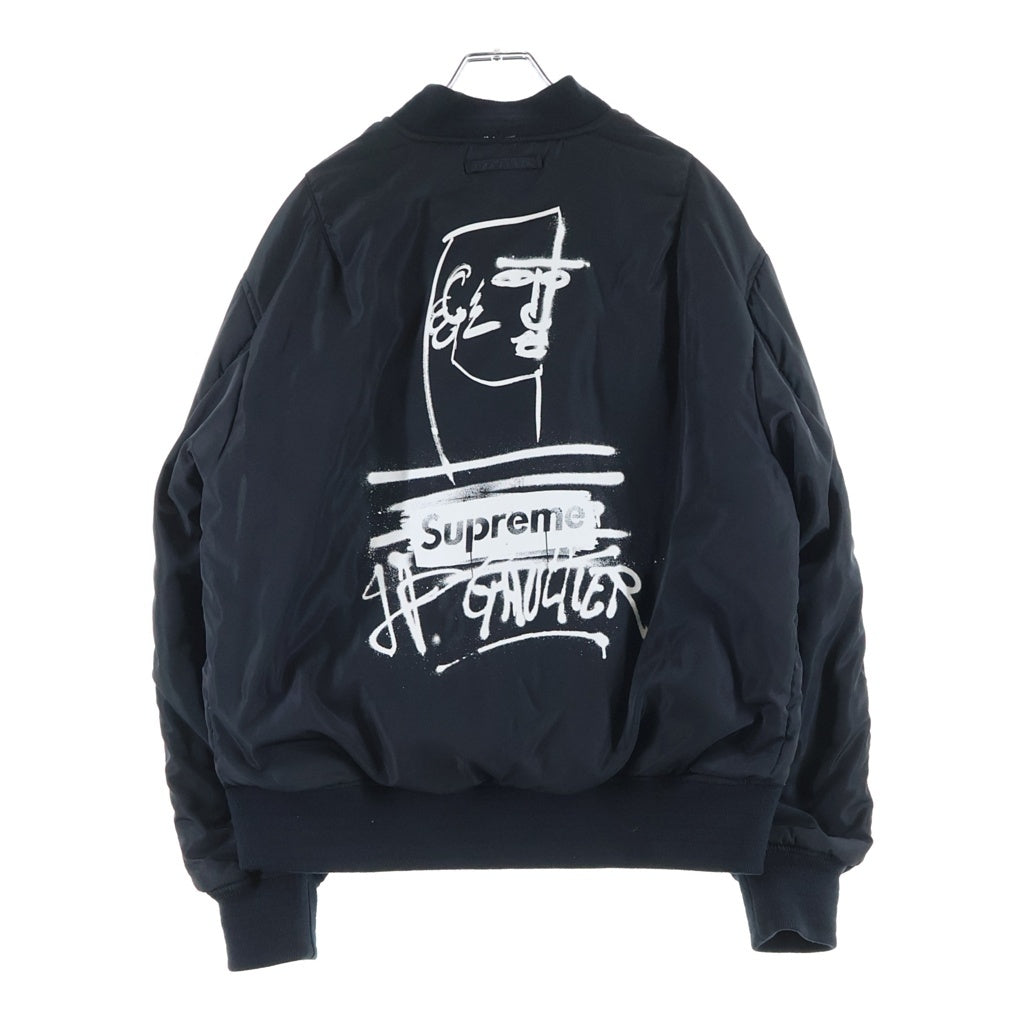 SUPREME(シュプリーム) 19SS×Jean Paul Gaultier Reversible Backpack MA-1 ジャンポールゴルチエ バックプリント リバーシブル ブルゾンジャケット ブラック/グレー