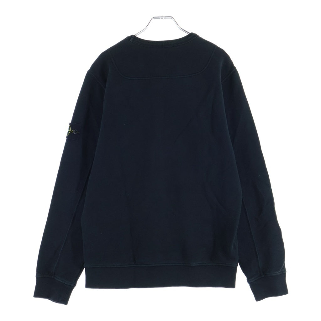 STONE ISLAND(ストーンアイランド) ショルダーワッペンロゴ 裏起毛 クルーネック長袖スウェットトレーナー ブラック 791562420