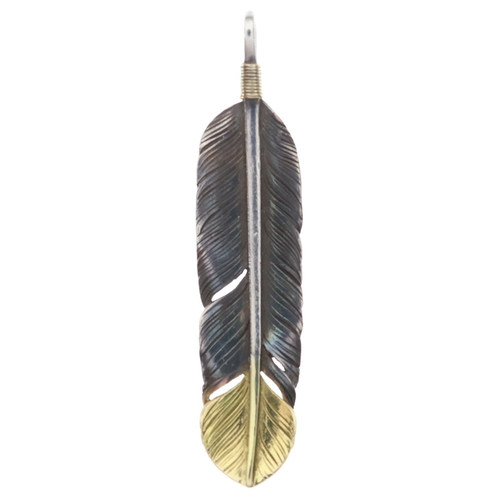 鷲見太郎(ワシミタロウ) K18 Feather Top 01 金巻 先金フェザー ペンダントトップ シルバー/ゴールド