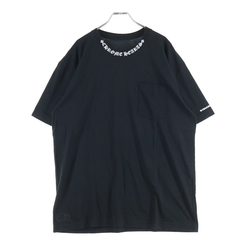 CHROME HEARTS(クロムハーツ) Neck Logo S/S Tee ネックロゴ クルーネック半袖Tシャツカットソー ブラック