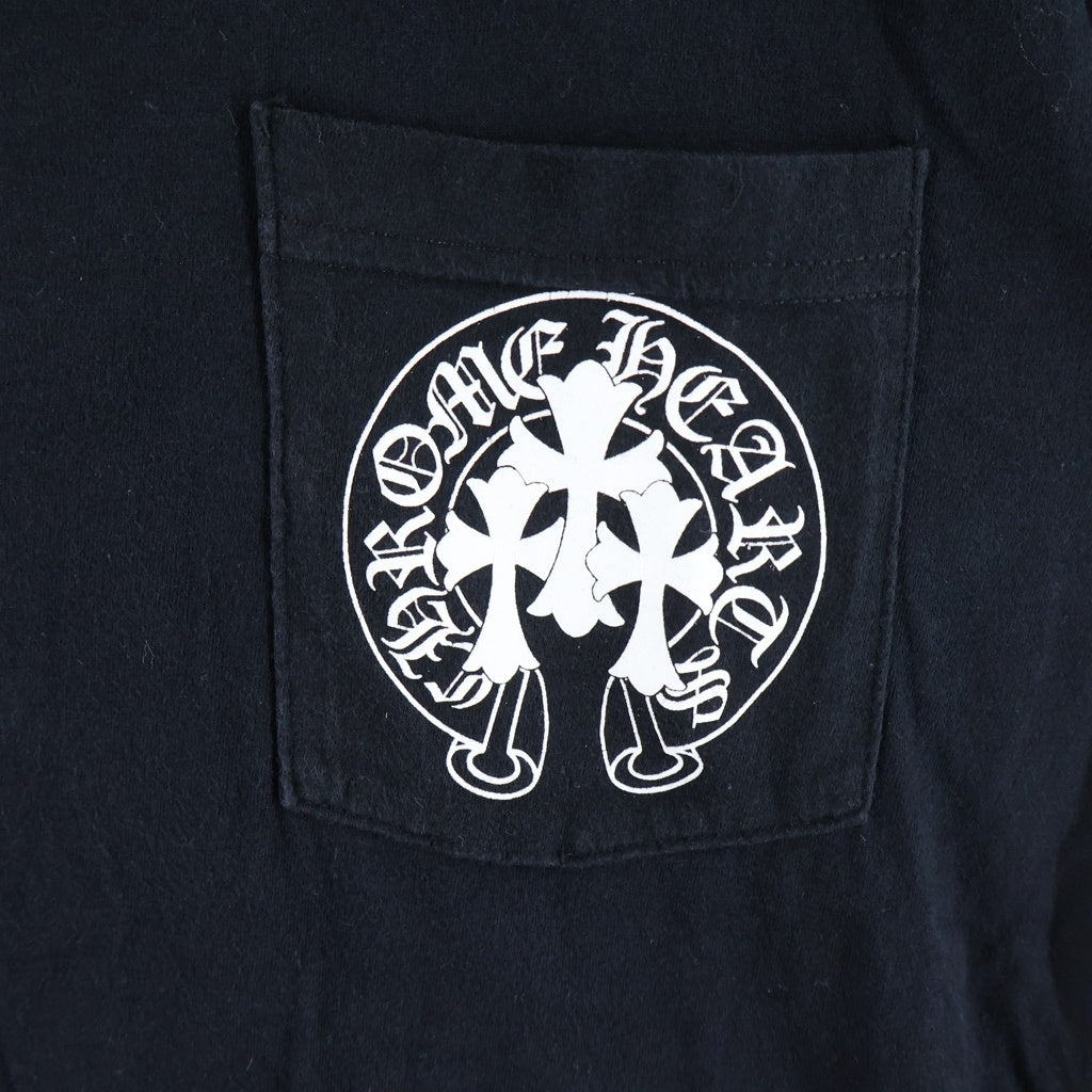 CHROME HEARTS(クロムハーツ) BACK 3 CRS HORSESHOE Tee バック3クロス ホースシュー クルーネック半袖Tシャツカットソー ブラック