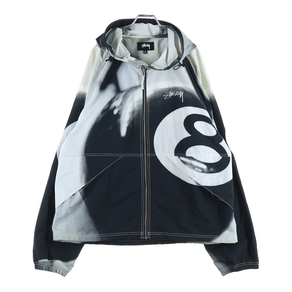 STUSSY(ステューシー) 8 Ball Beach Shell 8ボール ナイロンジップアップフーディージャケット ブラック/グレー 115702