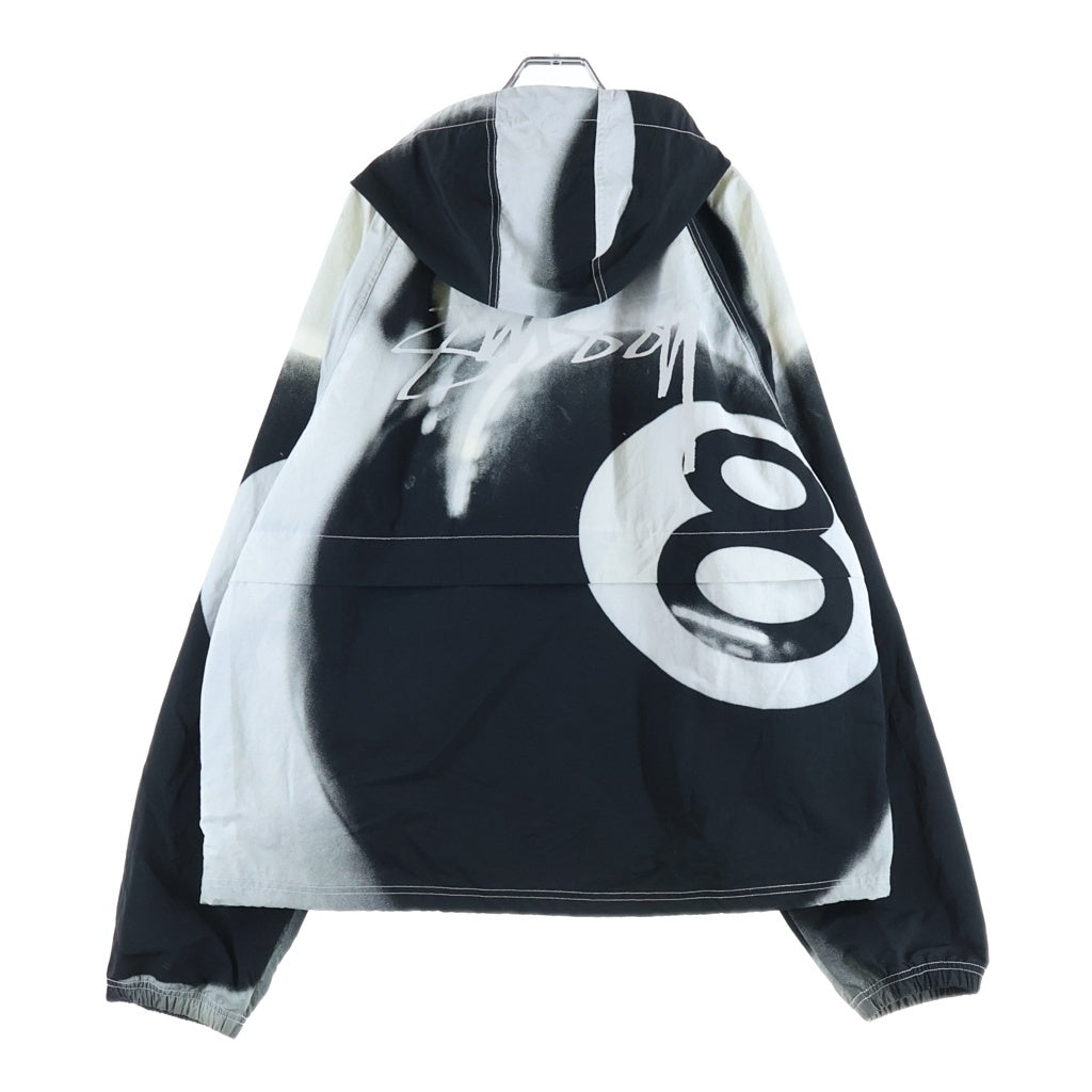 STUSSY(ステューシー) 8 Ball Beach Shell 8ボール ナイロンジップアップフーディージャケット ブラック/グレー 115702