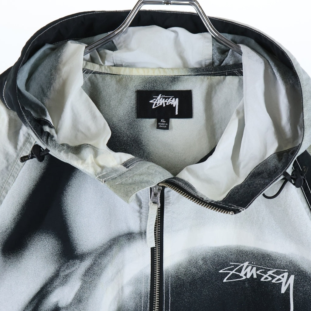 STUSSY(ステューシー) 8 Ball Beach Shell 8ボール ナイロンジップアップフーディージャケット ブラック/グレー 115702