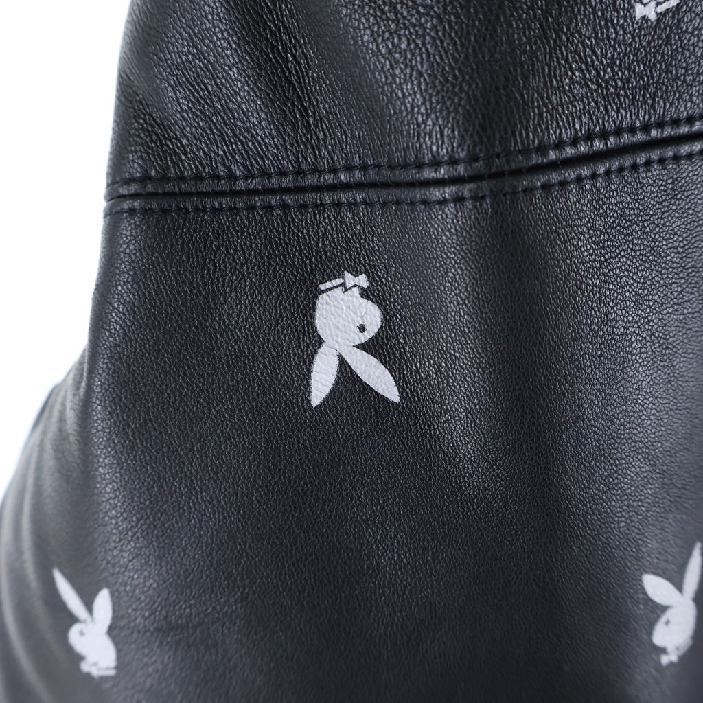 SUPREME(シュプリーム) 15AW Playboy Leather Puffy Jacket プレイボーイ レザーパフィフーディーダウンジャケット ブラック