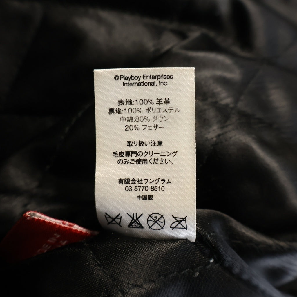 SUPREME(シュプリーム) 15AW Playboy Leather Puffy Jacket プレイボーイ レザーパフィフーディーダウンジャケット ブラック
