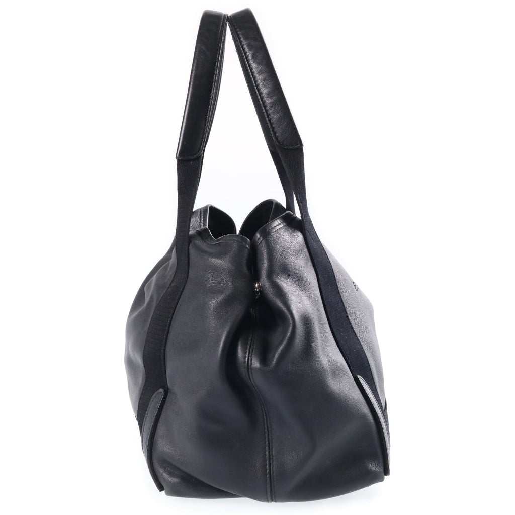 BALENCIAGA(バレンシアガ) ネイビーカバス パンチングロゴ レザーハンドバッグ ブラック 339993 レディース