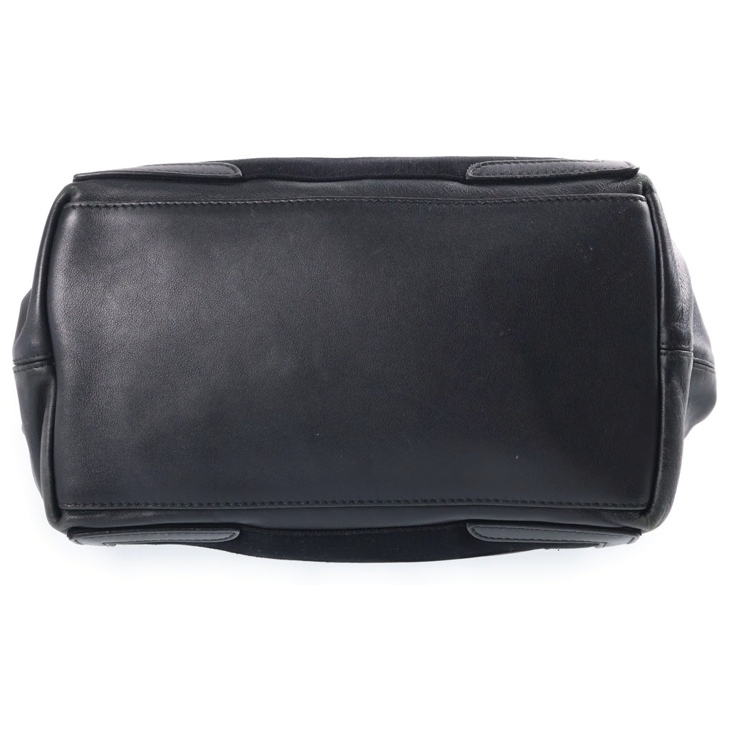 BALENCIAGA(バレンシアガ) ネイビーカバス パンチングロゴ レザーハンドバッグ ブラック 339993 レディース