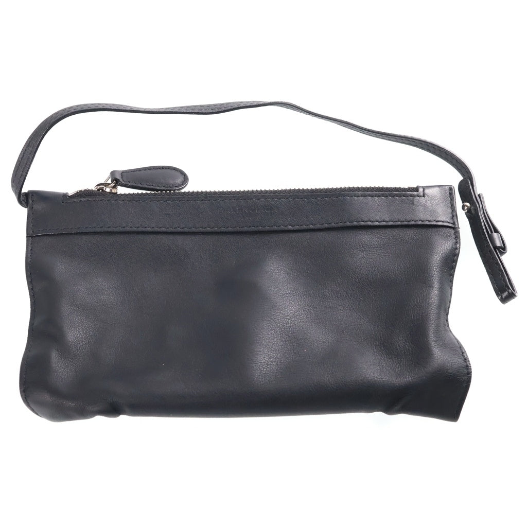 BALENCIAGA(バレンシアガ) ネイビーカバス パンチングロゴ レザーハンドバッグ ブラック 339993 レディース