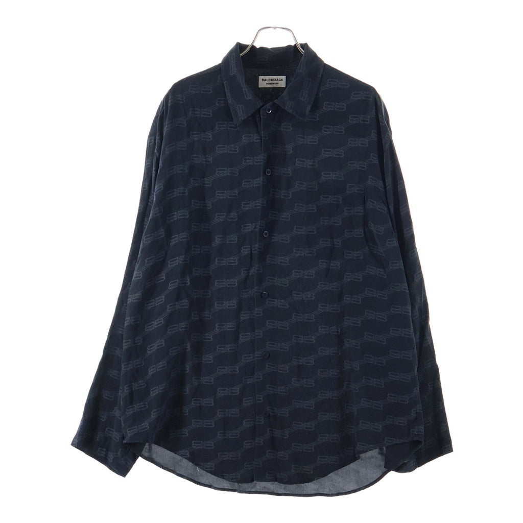 BALENCIAGA(バレンシアガ) 23SS BB総柄ロゴ 長袖シャツ ブラック 681631 TML35