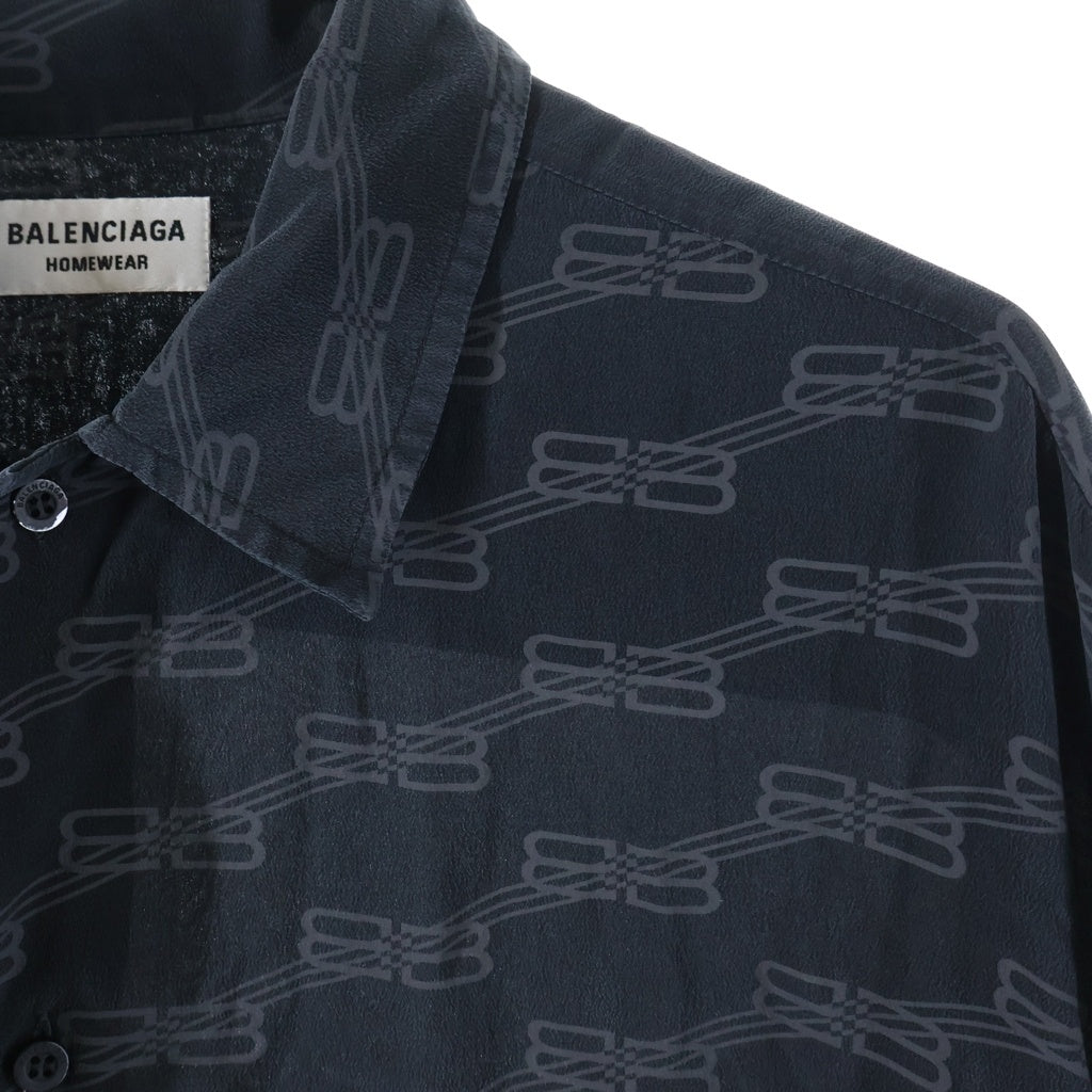 BALENCIAGA(バレンシアガ) 23SS BB総柄ロゴ 長袖シャツ ブラック 681631 TML35