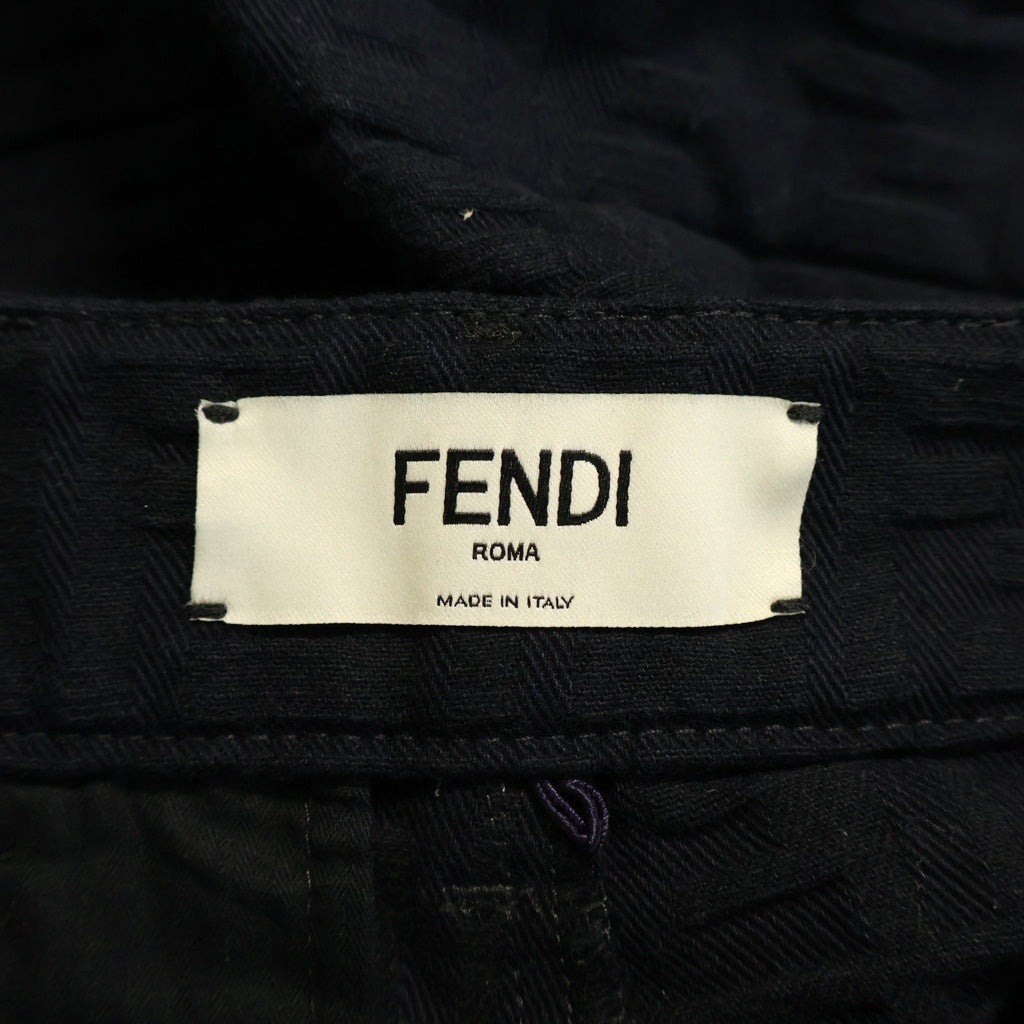 FENDI(フェンディ) Jacquard Denim Shorts ズッカ柄 デニムショーツ ブラック レディース FLP813 AQ93