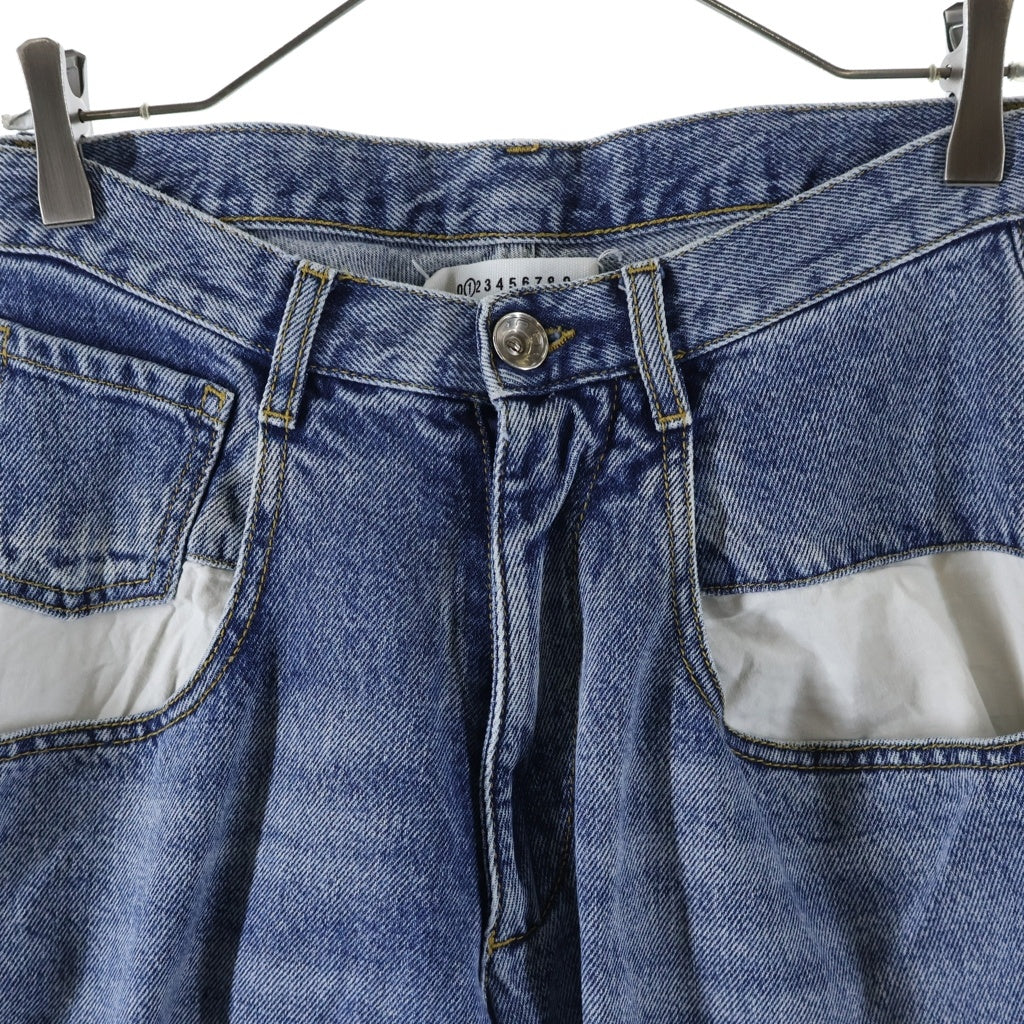 Maison Margiela(メゾンマルジェラ) 22SS コントラストポケット ジップフライ デニムパンツ インディゴ レディース S51LA0052