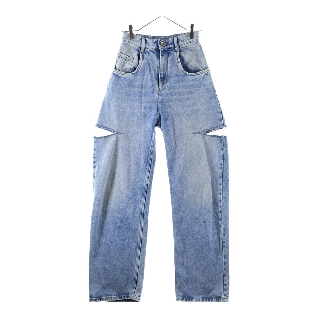 Maison Margiela(メゾンマルジェラ) サイドスラッシュディテール ジップフライ デニムパンツ インディゴ レディース S51LA0051