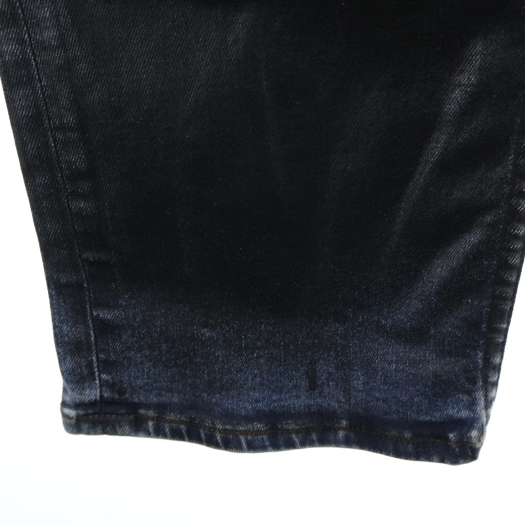 Acne Studios(アクネ ストゥディオズ) 26SS Skinny fit jeans レザー加工 ジップフライ デニムパンツ インディゴ/ブラック レディース A00567