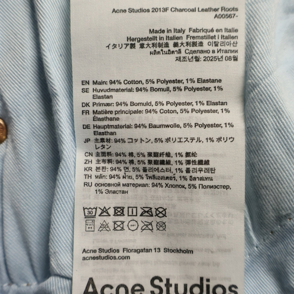 Acne Studios(アクネ ストゥディオズ) 26SS Skinny fit jeans レザー加工 ジップフライ デニムパンツ インディゴ/ブラック レディース A00567