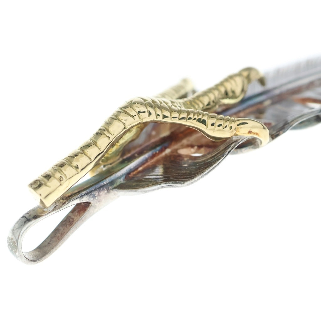 鷲見太郎(ワシミタロウ) K18 Flight Feather 02 Claw Flower 金爪 フラワーメタル フェザーペンダントトップ シルバー/ゴールド