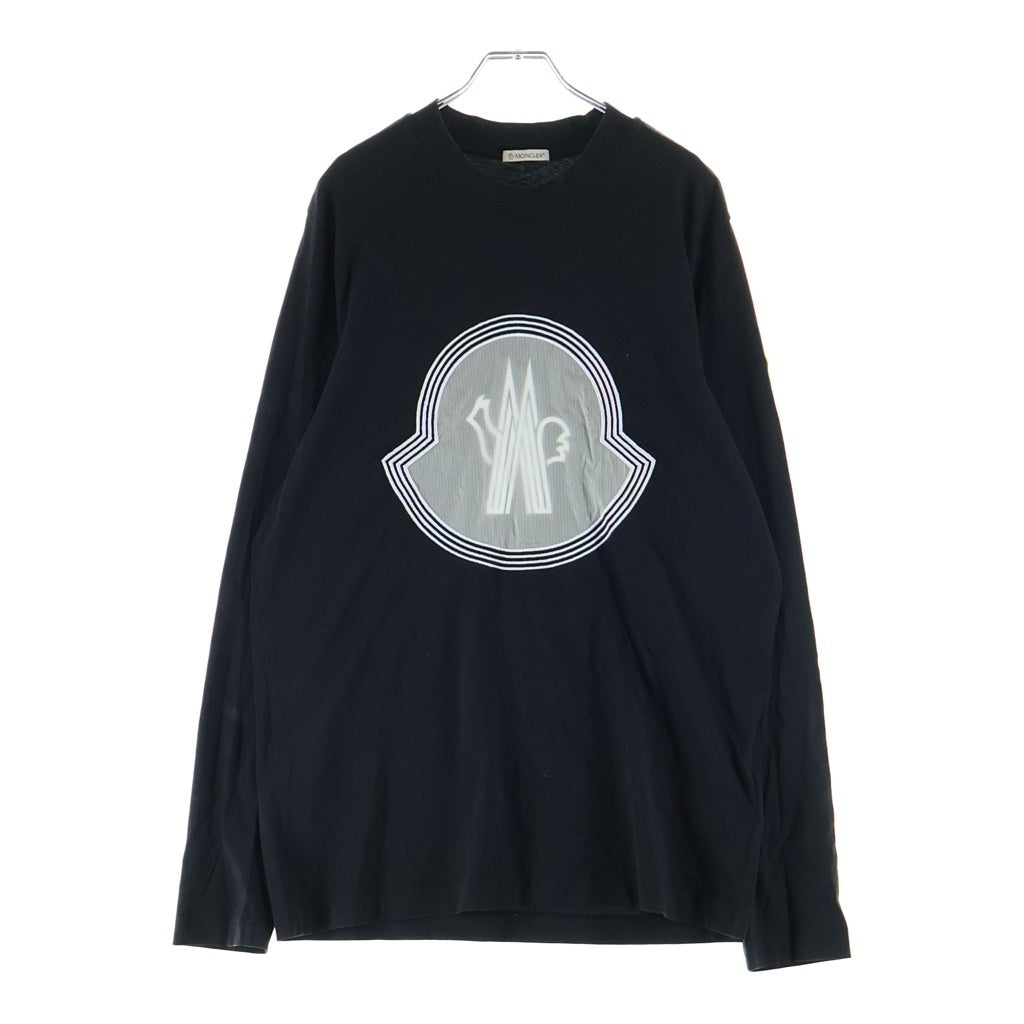MONCLER(モンクレール) 22SS ロゴ刺繍 クルーネック長袖カットソー ブラック H10918D00005