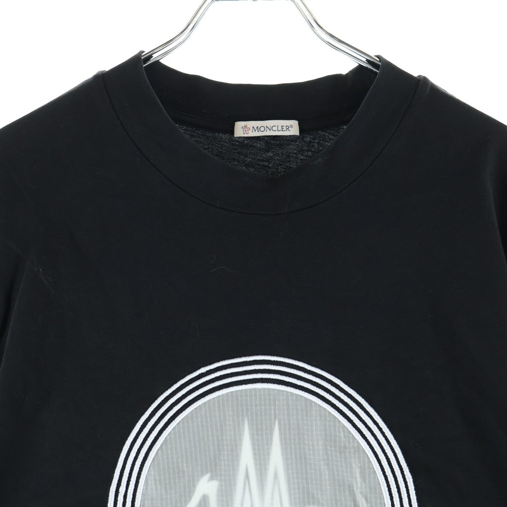 MONCLER(モンクレール) 22SS ロゴ刺繍 クルーネック長袖カットソー ブラック H10918D00005