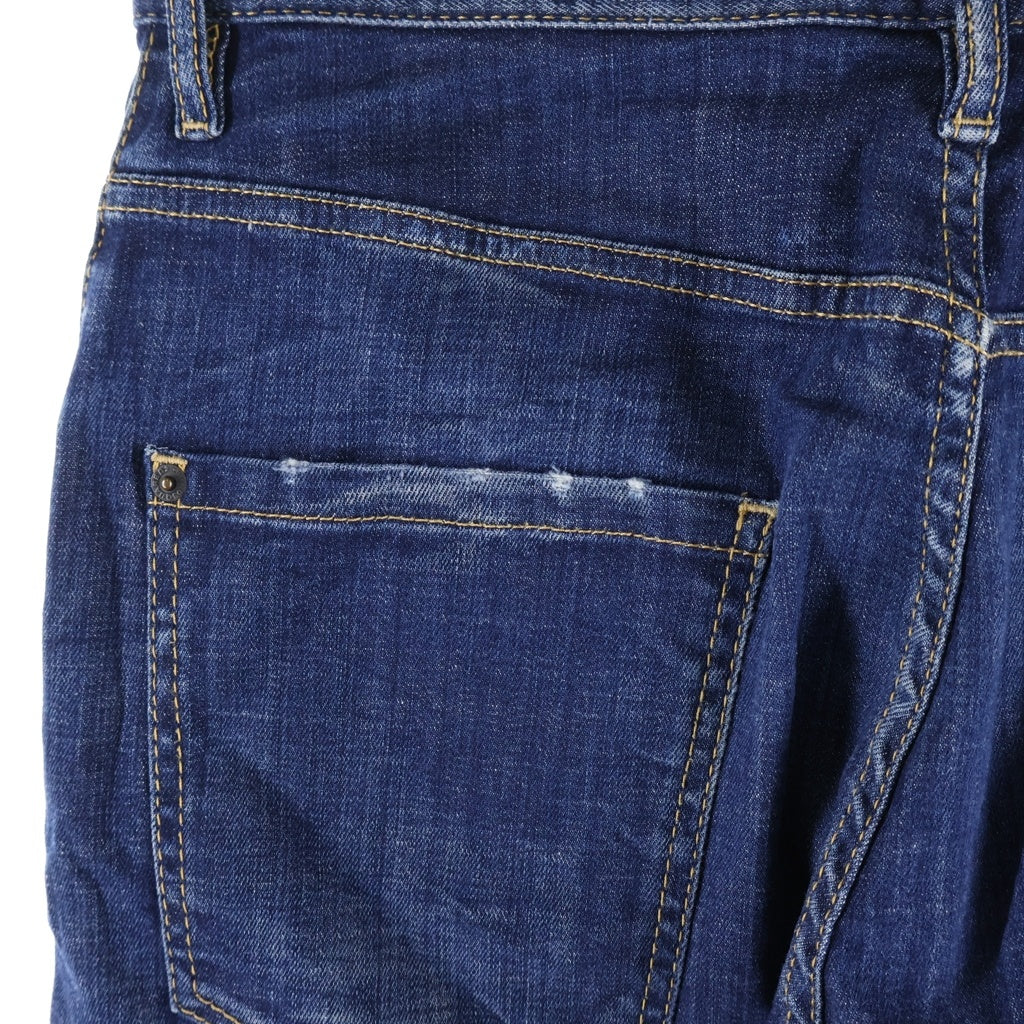 DSQUARED2(ディースクエアード) Clasic Kenny Jean ロゴパッチ付き ボタンフライスキニージーンズ インディゴ S74LB1307 S30342
