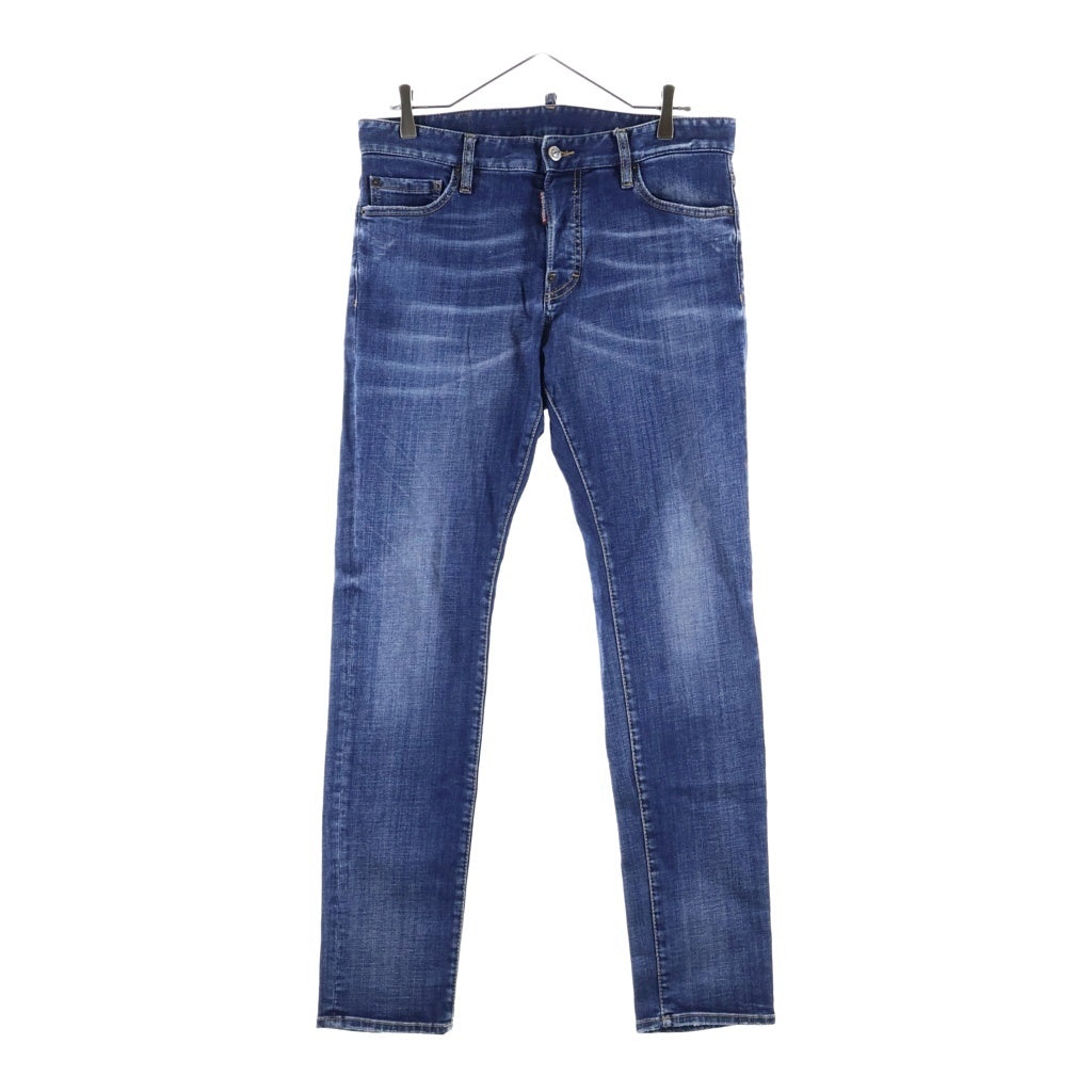 DSQUARED2(ディースクエアード) Reglar Jean ロゴパッチ付き ボタンフライスキニージーンズ インディゴ S74LB1516 D30008