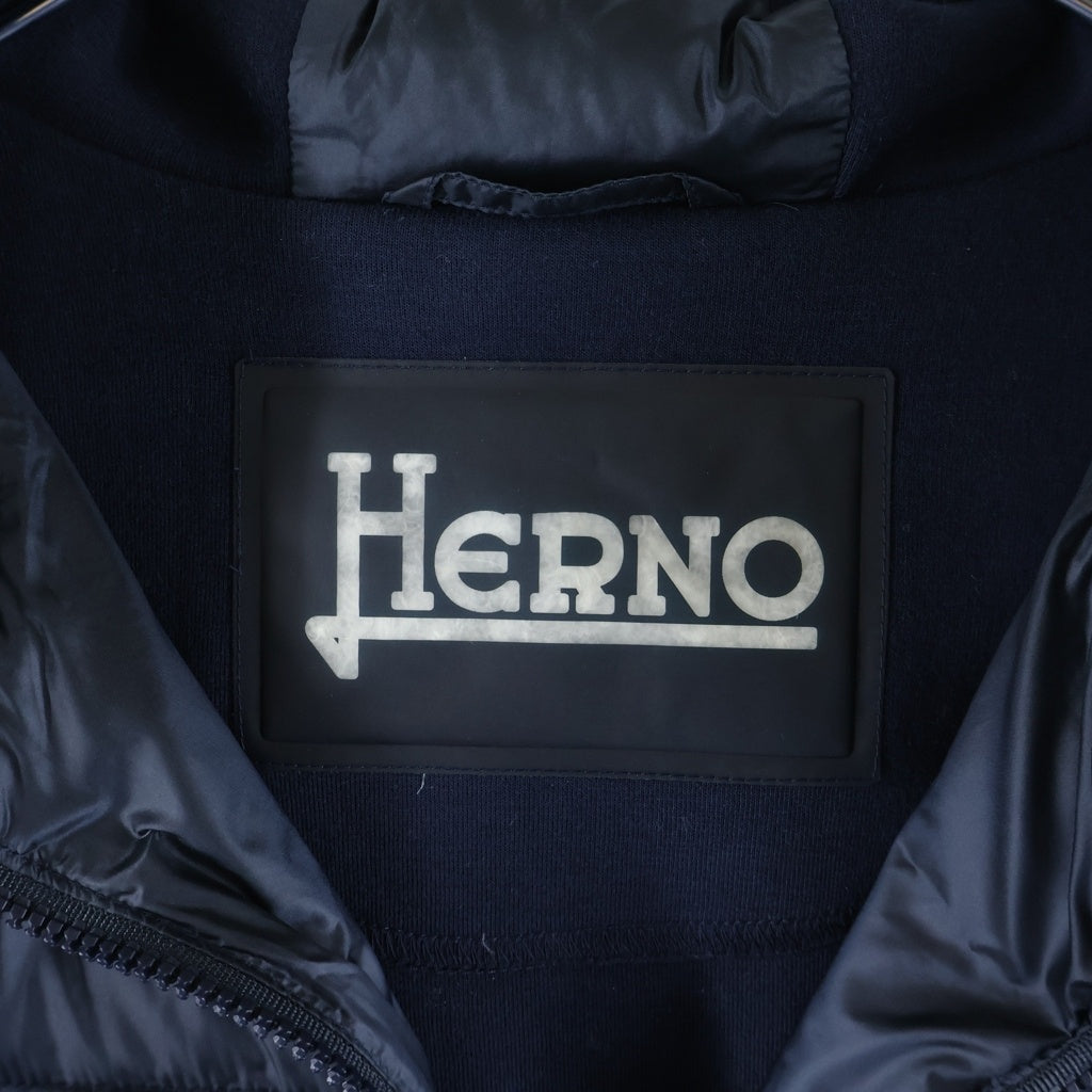 HERNO(ヘルノ) ダウン切り替えデザイン フーデッドナイロンジップアップジャケット ネイビー PI0612U-12020-9292