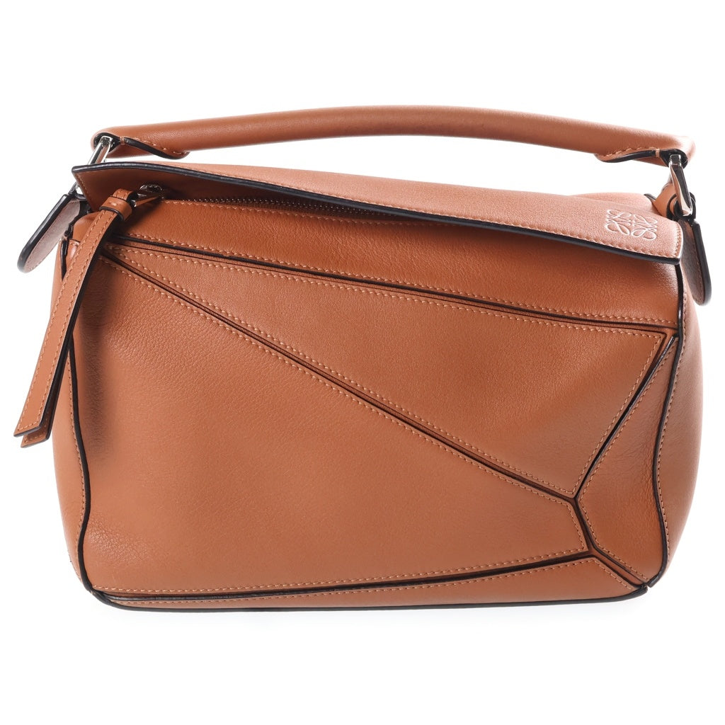 LOEWE(ロエベ) パズルエッジ スモール 2WAYバッグ ハンドバッグ ショルダーバッグ レザー シルバー金具 ブラウン レディース