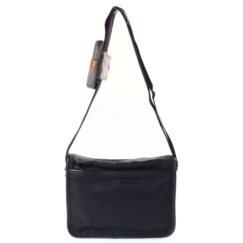 PRADA(プラダ) Re-Nylon サフィアーノレザー切り替えナイロンショルダーバッグ ブラック/グレー 2VD769