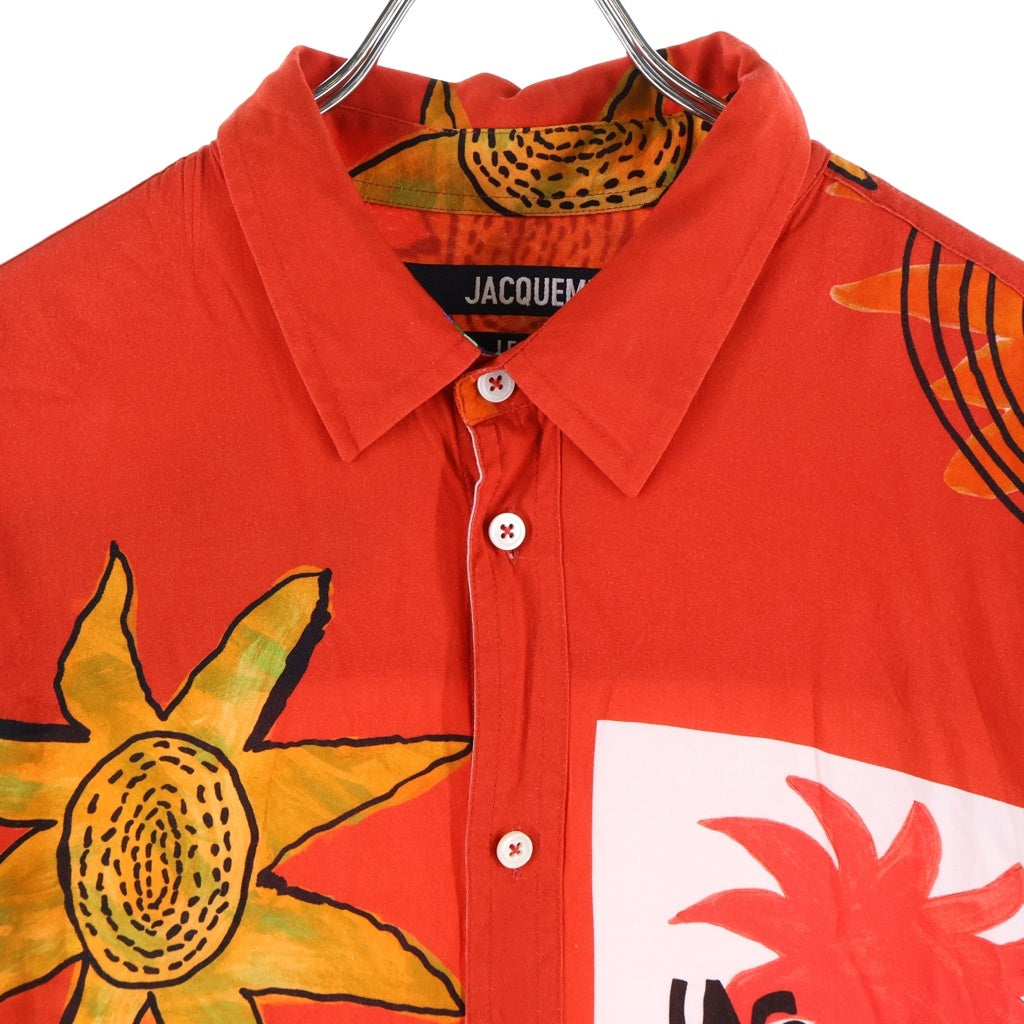 JACQUEMUS(ジャックムス) LA CHEMISE BAOU 総柄半袖シャツ レッド