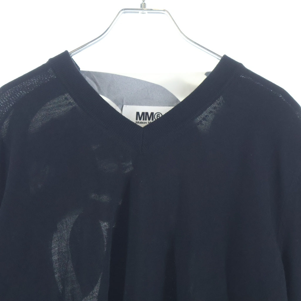 MM6 Maison Margiela(エムエムシックスメゾンマルジェラ) スカーフ切り替えデザイン 長袖ニット セーター ブラック/ホワイト レディース S32HA0576