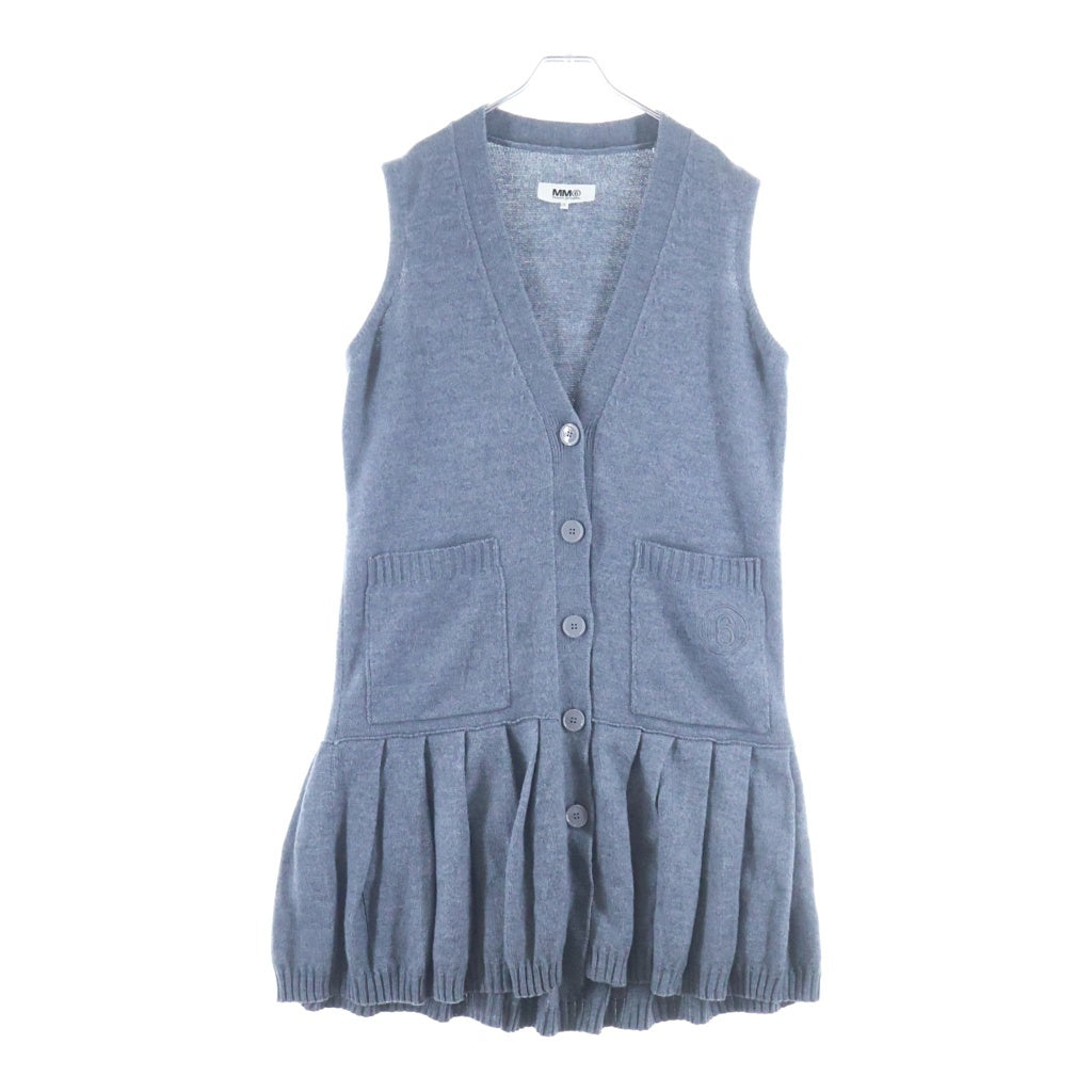 MM6 Maison Margiela(エムエムシックスメゾンマルジェラ) 21SS ロゴ刺繍 ノースリーブニットワンピース グレー レディース S52CT0585