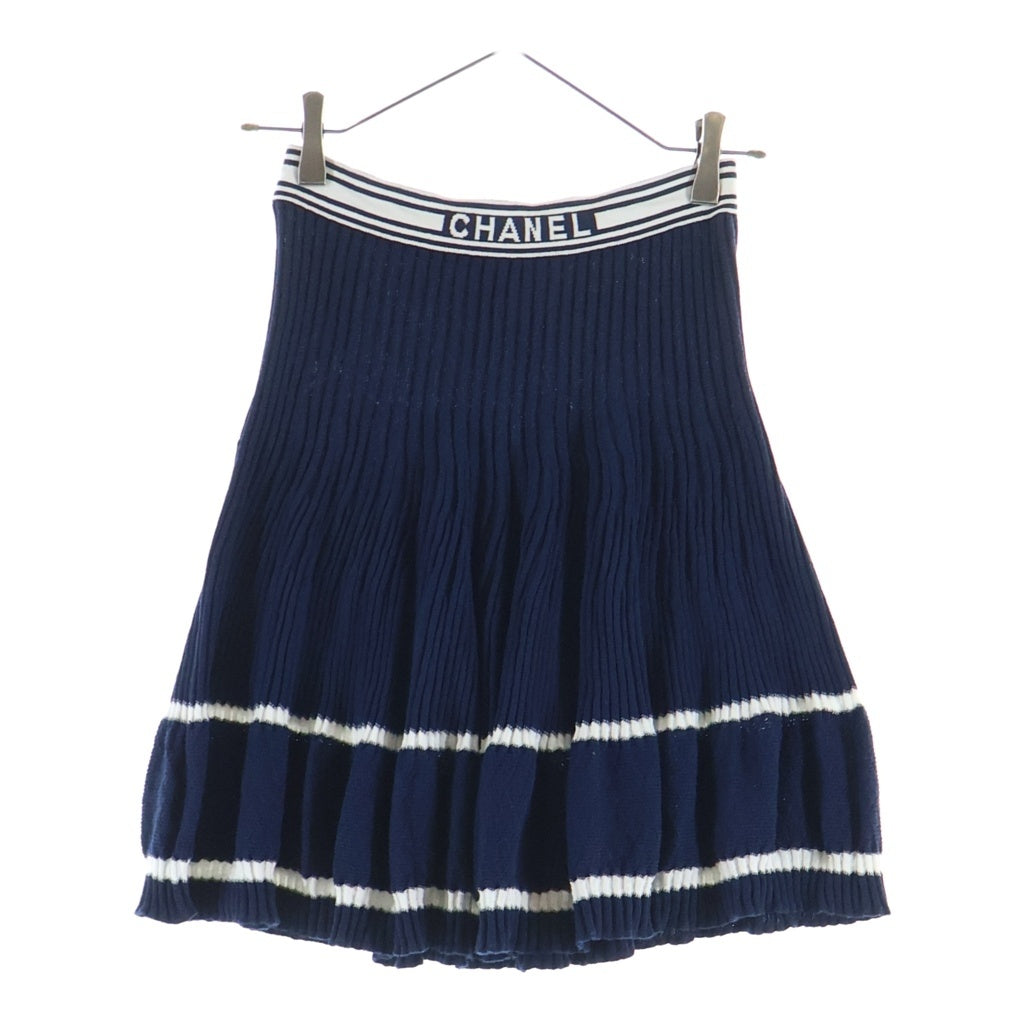 CHANEL(シャネル) ロゴ刺繍 ニットスカート ネイビー レディース P61019K46420