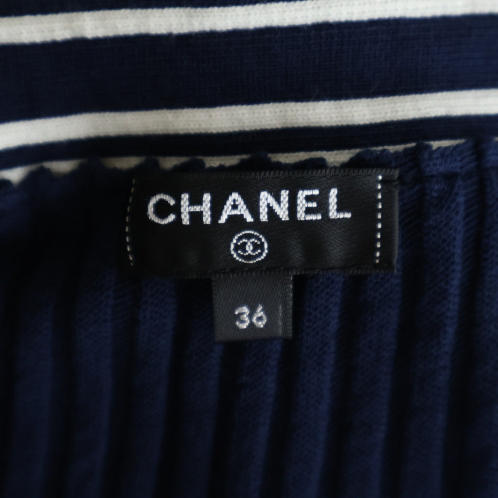 CHANEL(シャネル) ロゴ刺繍 ニットスカート ネイビー レディース P61019K46420