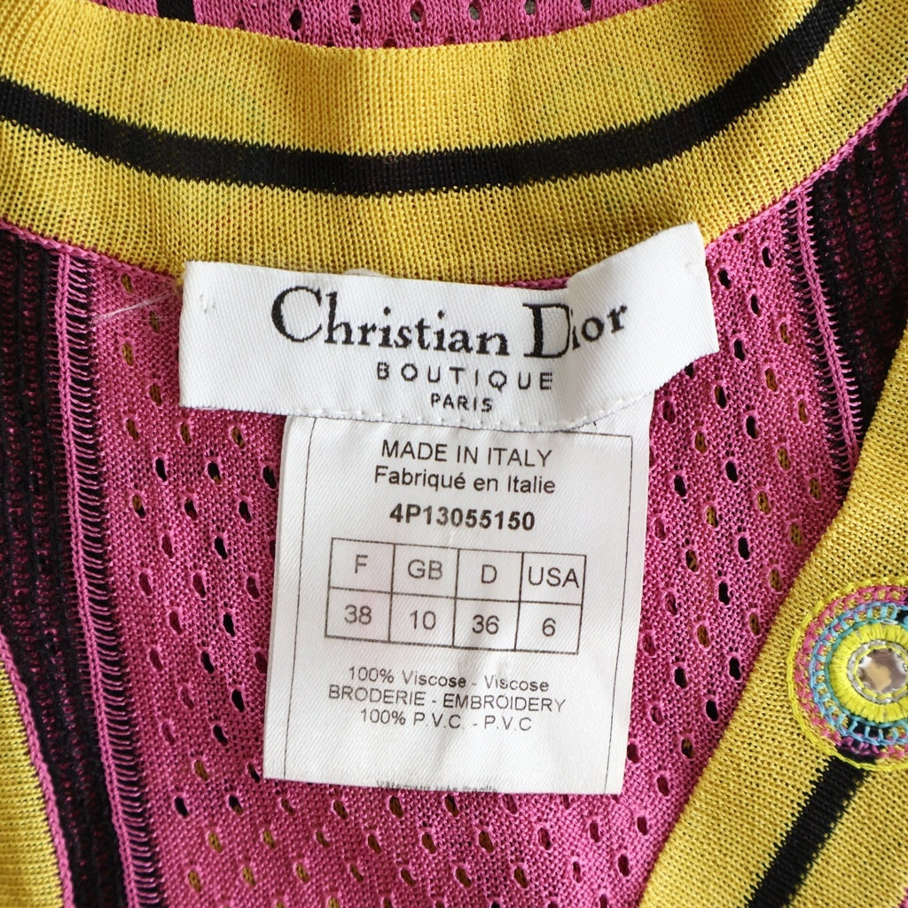 Christian Dior(クリスチャンディオール) 04SS ガリアーノ期 Adiorable 69 メッシュタンクトップ ピンク レディース 4P13055150