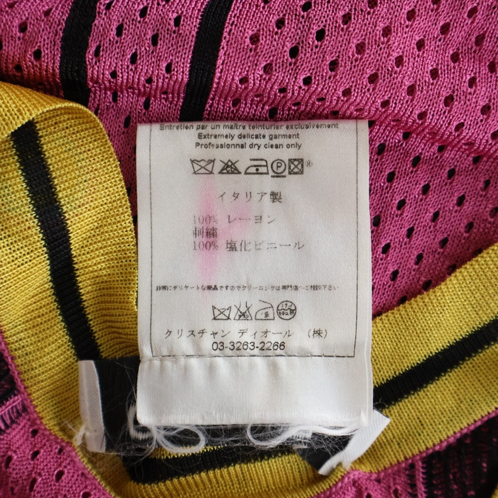 Christian Dior(クリスチャンディオール) 04SS ガリアーノ期 Adiorable 69 メッシュタンクトップ ピンク レディース 4P13055150