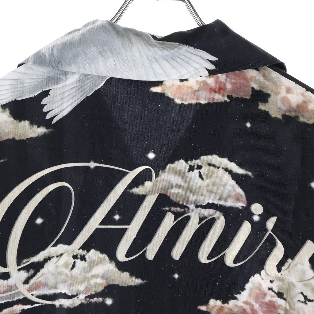 AMIRI(アミリ) ALL OVER PEGASUS BOWLING SHIRT オールオーバー ペガサス 総柄シルク開襟半袖ボウリングシャツ ブラック