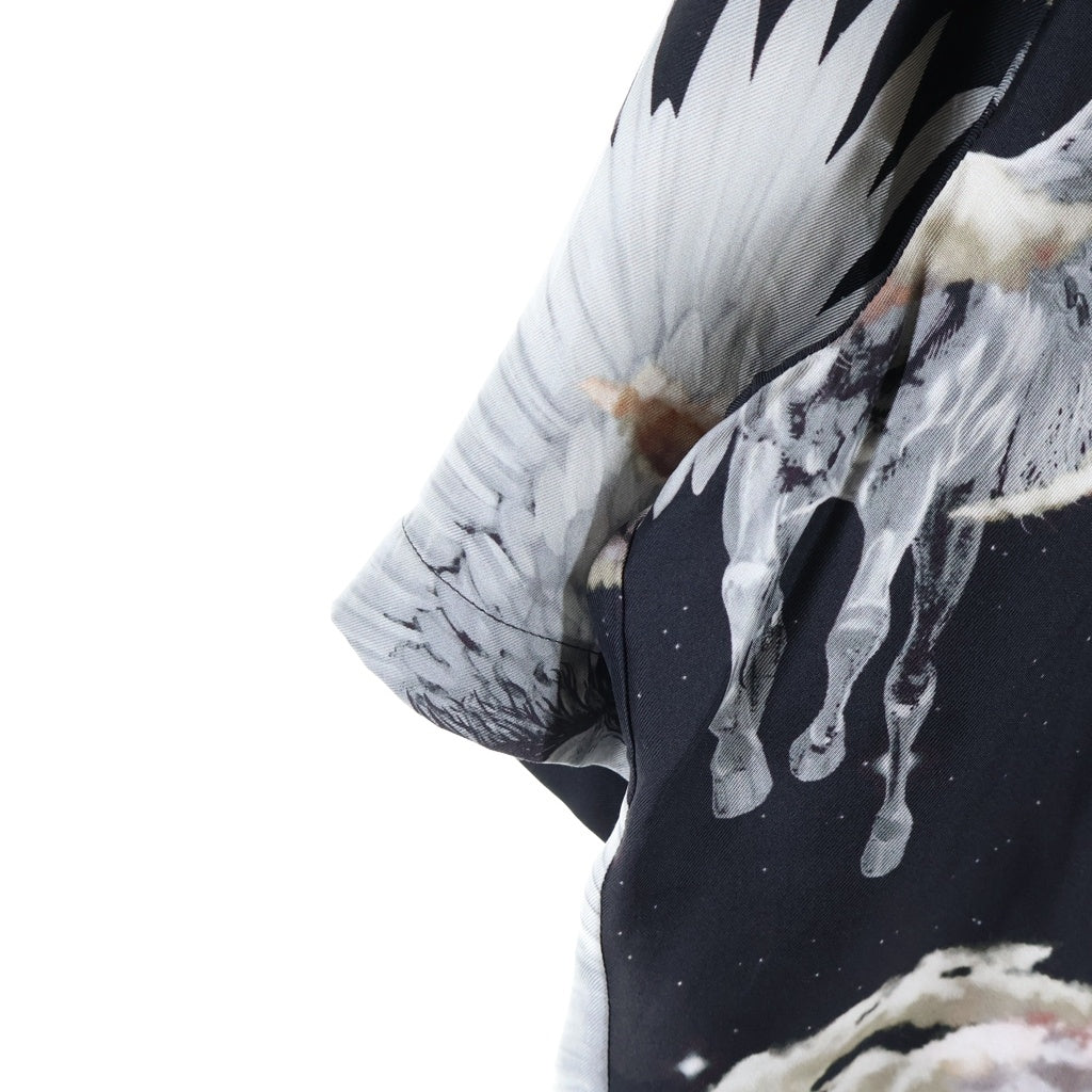AMIRI(アミリ) ALL OVER PEGASUS BOWLING SHIRT オールオーバー ペガサス 総柄シルク開襟半袖ボウリングシャツ ブラック