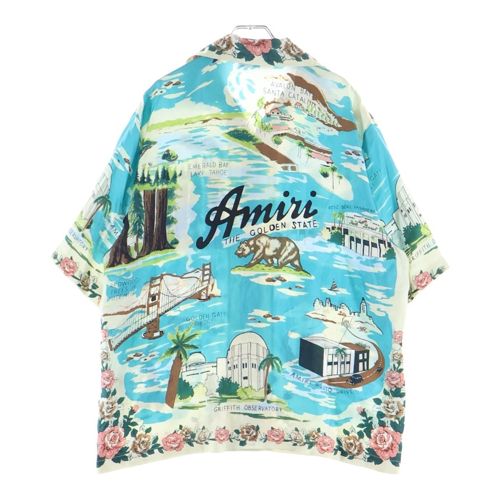 AMIRI(アミリ) California Bowling Shirt カリフォルニア 総柄シルク開襟半袖ボタンダウンボウリングシャツ マルチカラー