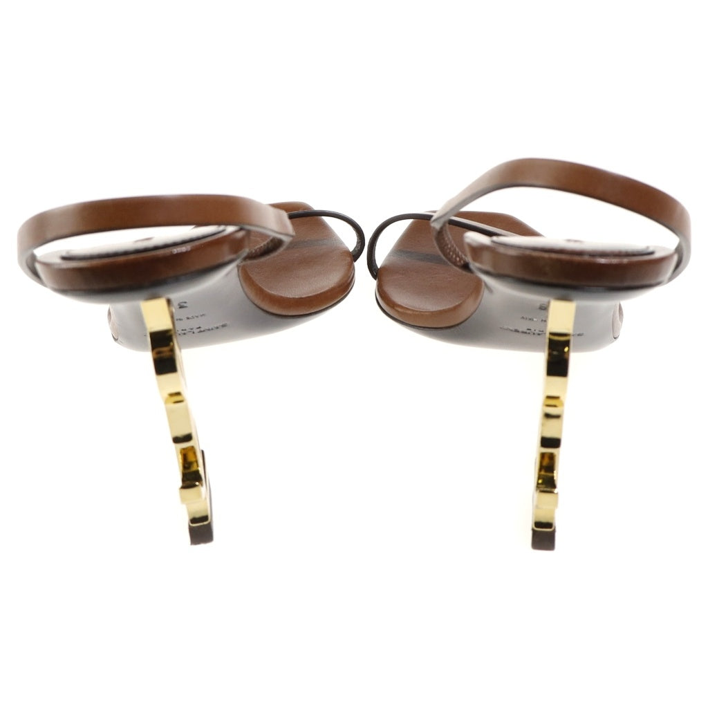SAINT LAURENT PARIS(サンローランパリ) Opyum オピウム ロゴ金具 レザーサンダル ブラウン レディース