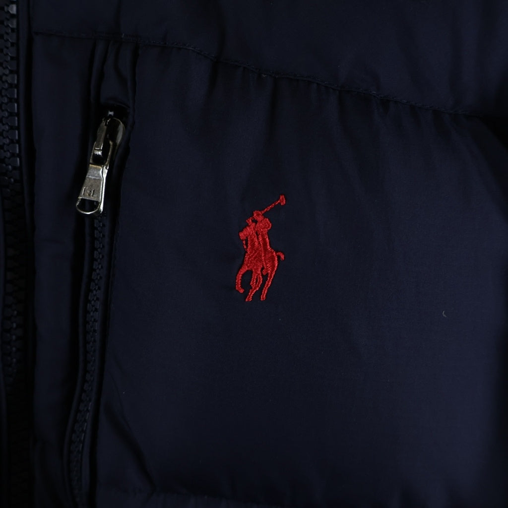 POLO RALPH LAUREN(ポロラルフローレン) ロゴ刺繍 フーデッドジップアップダウンジャケット ネイビー 0200015460